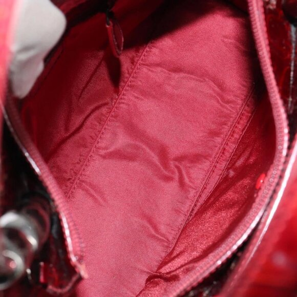 Christian Dior Trotter Canvas Maris Pearl Bag Patent leather Red Auth bs29834 - Picture 10 of 16